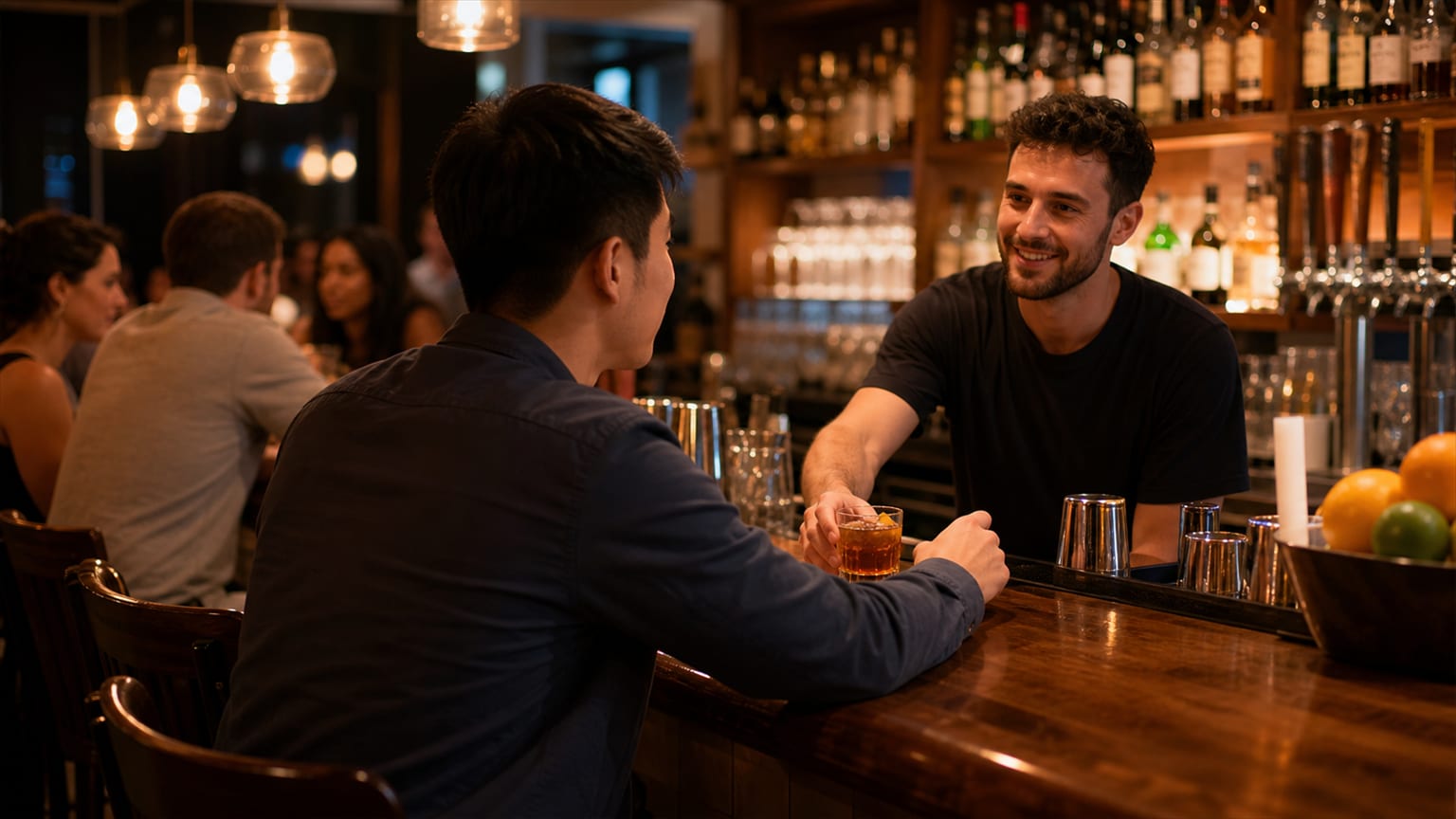在美國的 bar 喝一杯，你會用到哪些英文？