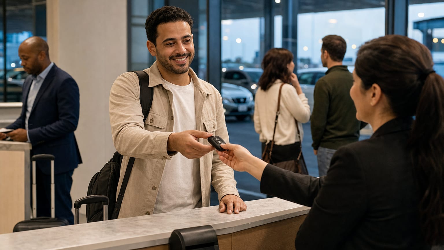 ما الإنجليزية التي تحتاجها لاستئجار سيارة في مطار أمريكي أو فرع بالمدينة؟