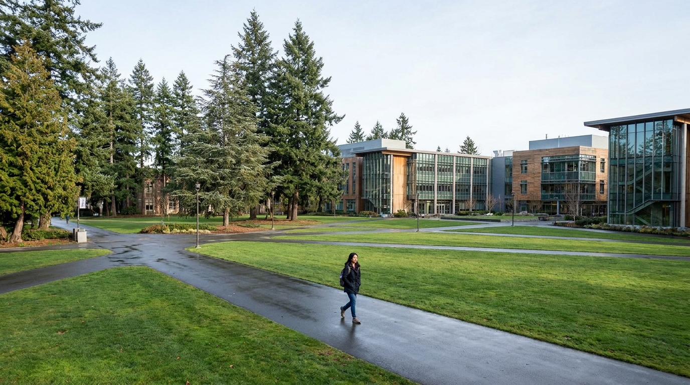 ส่วนต่อขยายมหาวิทยาลัย Cascadia: UBC, Portland, Western Washington และแผนที่วิทยาลัย Pacific Northwest ข้ามพรมแดน
