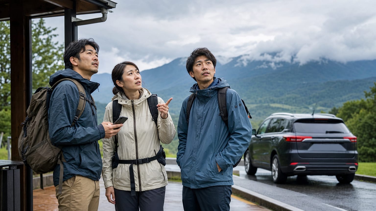 天気、屋外の予定、シャーロッツビルでの移動について英語でどう話すか？