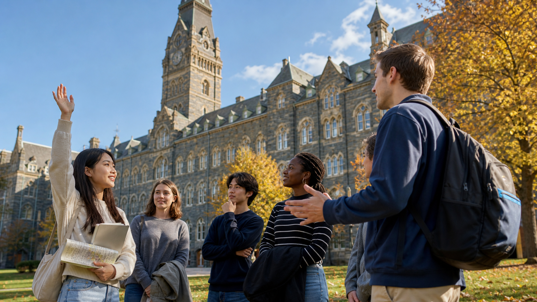 ワシントン D.C. のキャンパスツアーで、英語のどんな質問をするとより多く学べる?
