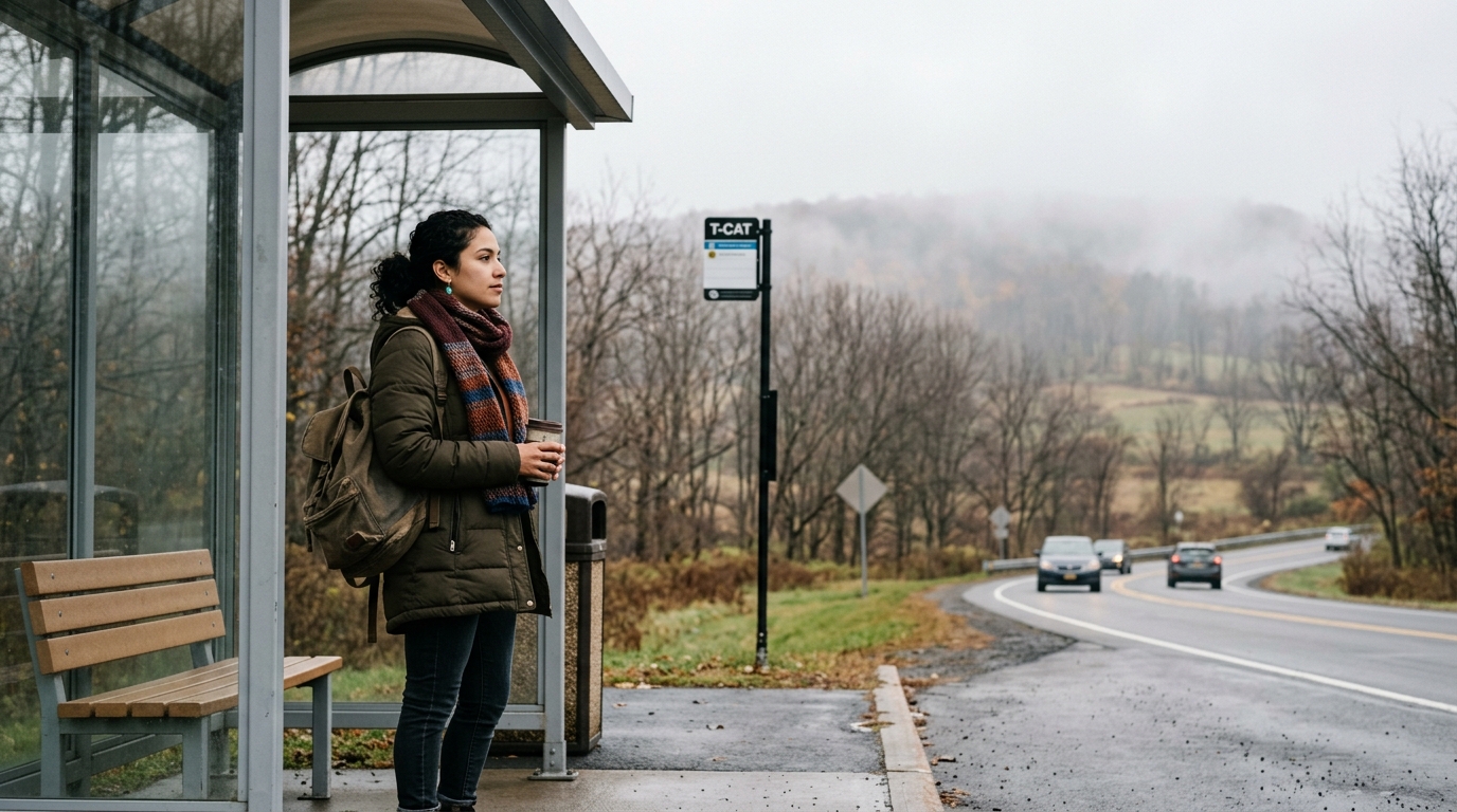 ¿Cómo se habla en inglés del clima, los autobuses, los cierres de senderos y los planes al aire libre en Ithaca?