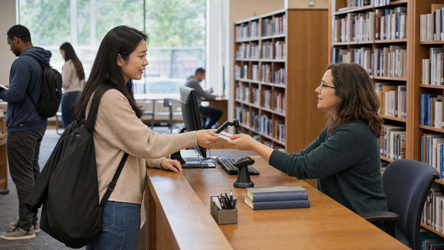 美國圖書館英文：辦證、借閱與 reference desk 對話