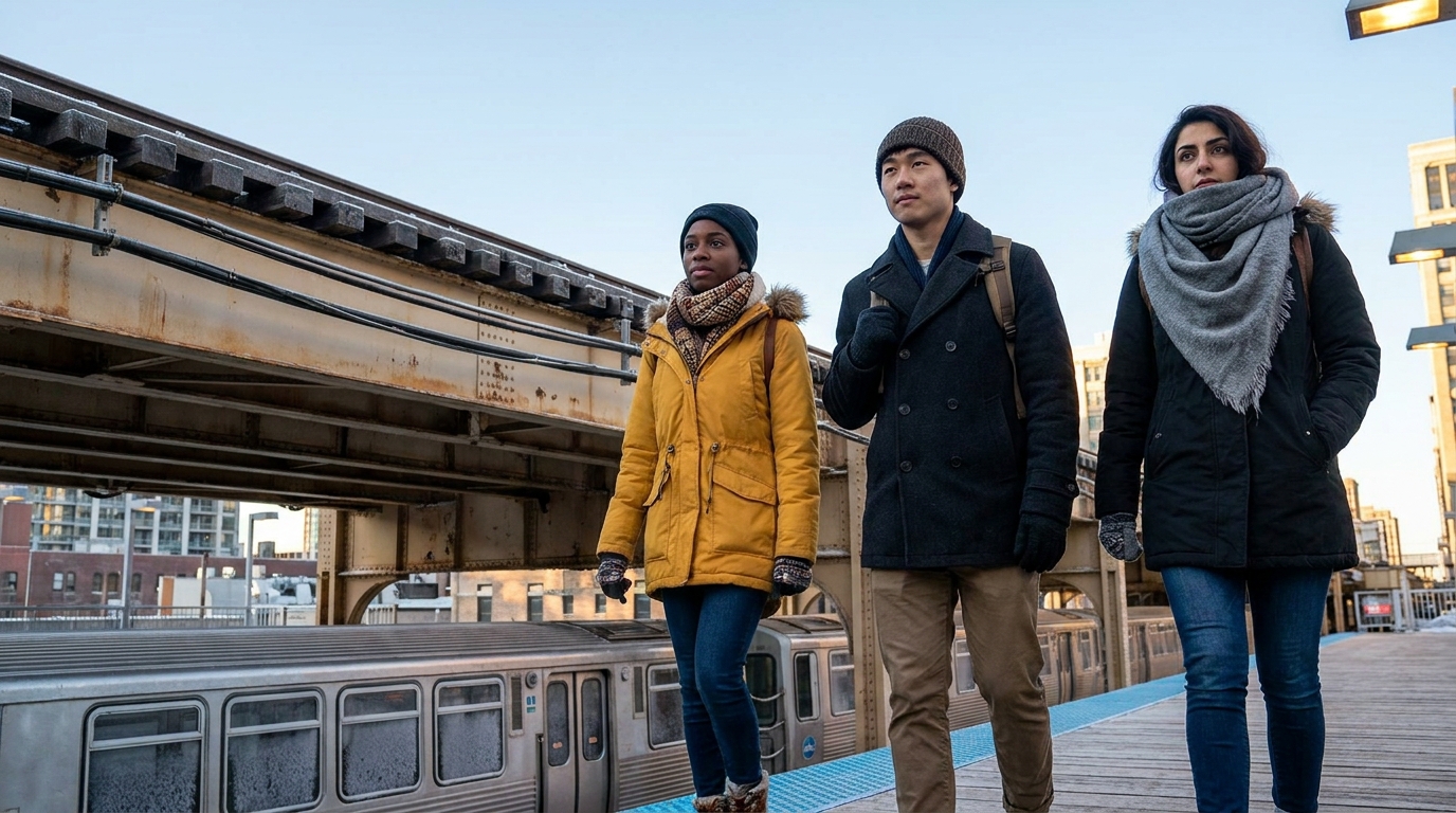 자동차 없이 시카고에서 살기: CTA 'L' 기차, Metra, 학생 동네, 그리고 겨울 통근