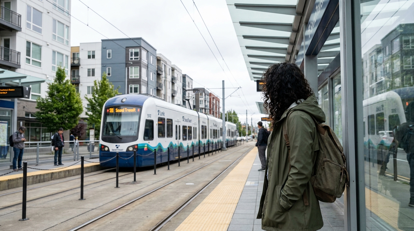 Vivir en Seattle sin coche: Link light rail, UW U-Pass, autobuses, ferries e infraestructura para bicicletas