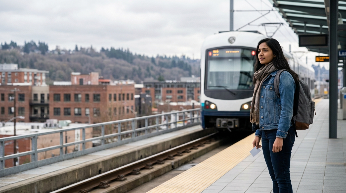 Seattle में बिना Car के रहना: Link Light Rail, UW U-Pass, Buses, Ferries, और Bike Infrastructure