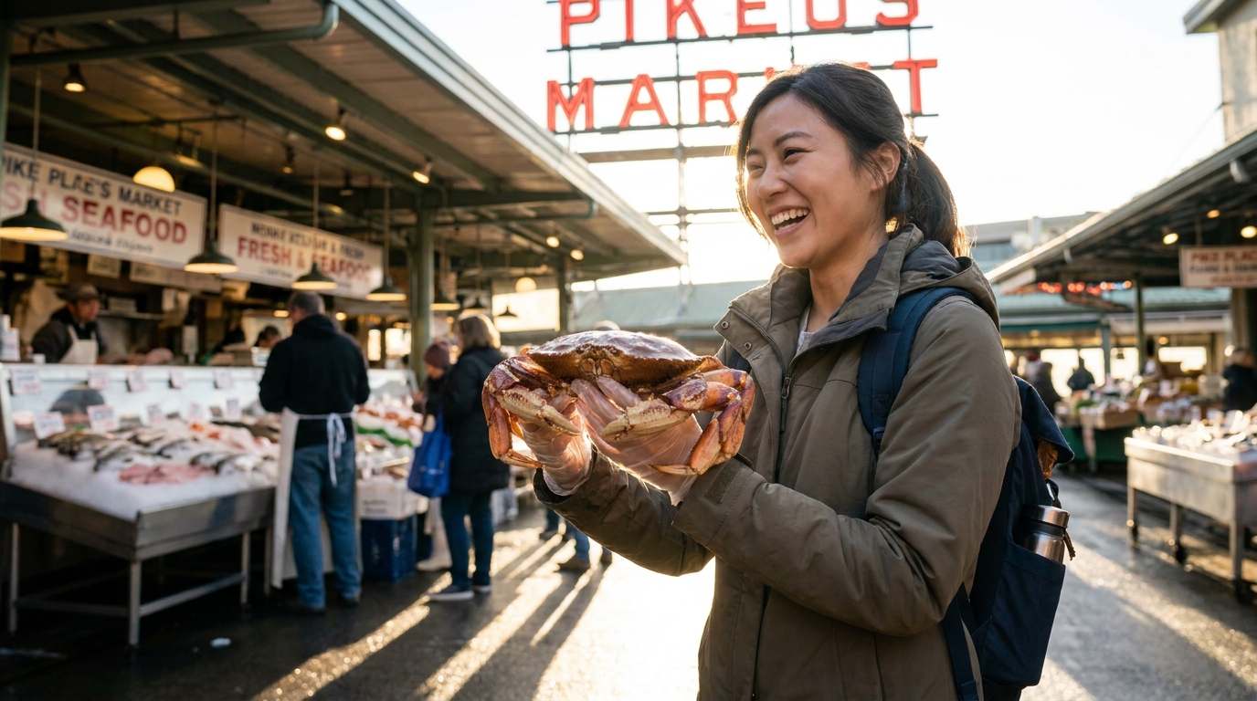 Seattle 海鮮指南：鮭魚、Dungeness 蟹、生蠔、geoduck，以及用食物練描述性口說