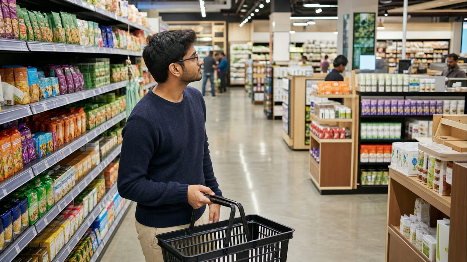 सामान जल्दी ढूँढें: दुकान की बनावट के शब्द — Aisles, Shelves और Checkout