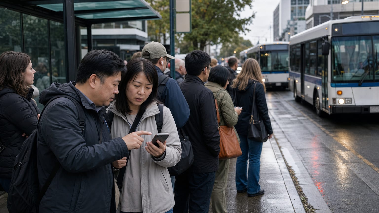說明交通與轉乘狀況：誤點、改道與換車
