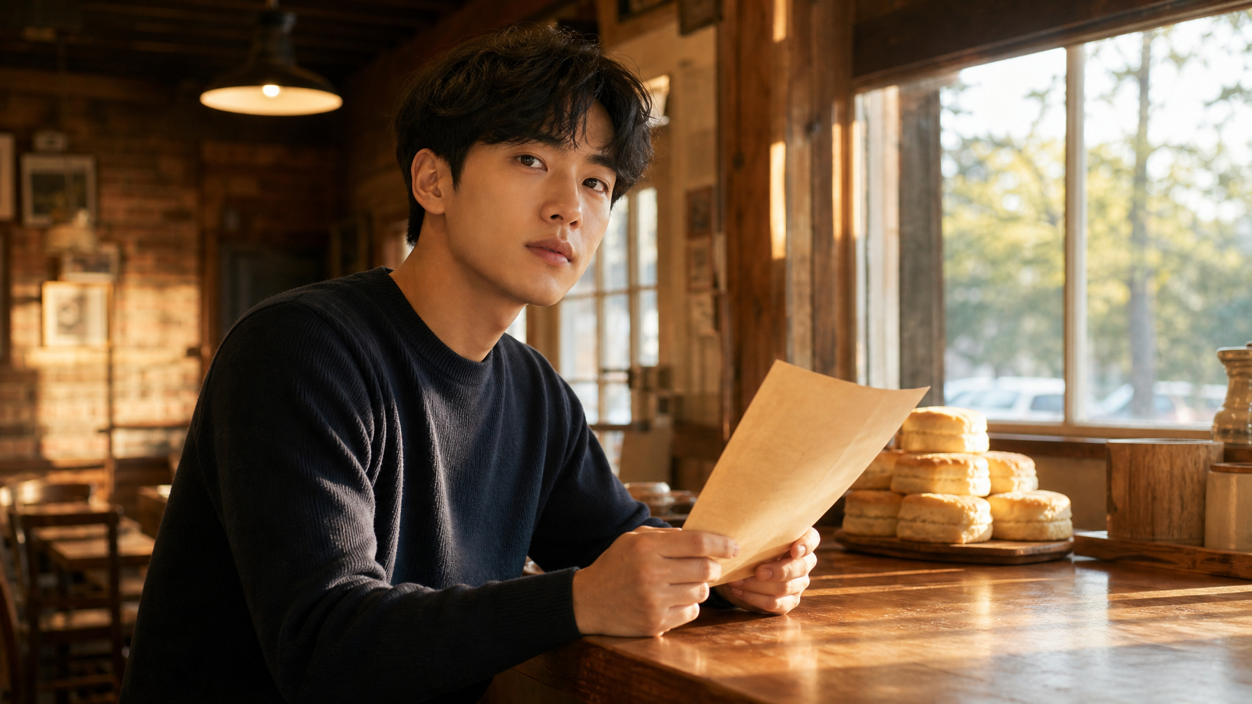 Sunrise Biscuit Kitchen 카운터에서 뭐라고 말하나요? Triangle 비스킷 가게 영어