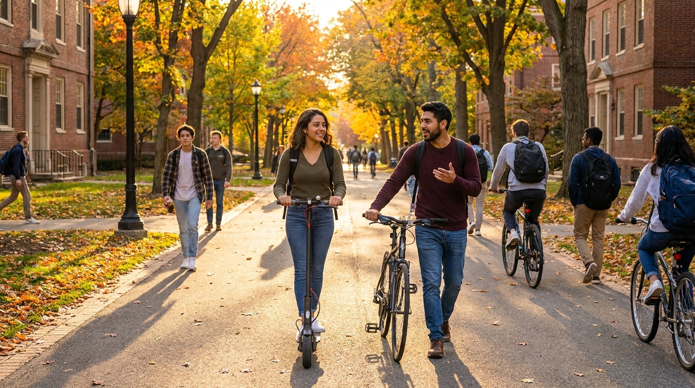 Moverse sin auto — bicicletas, scooters y alternativas en ciudades universitarias de EE.UU.