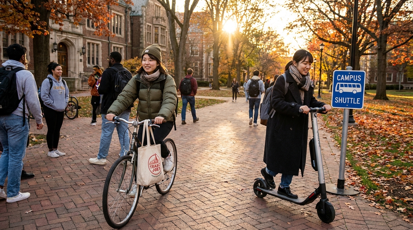 車なしでの移動手段 — アメリカの大学町での自転車、スクーター、代替交通