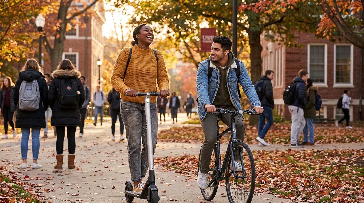 Como se locomover sem carro — bicicletas, patinetes e alternativas em cidades universitárias dos EUA