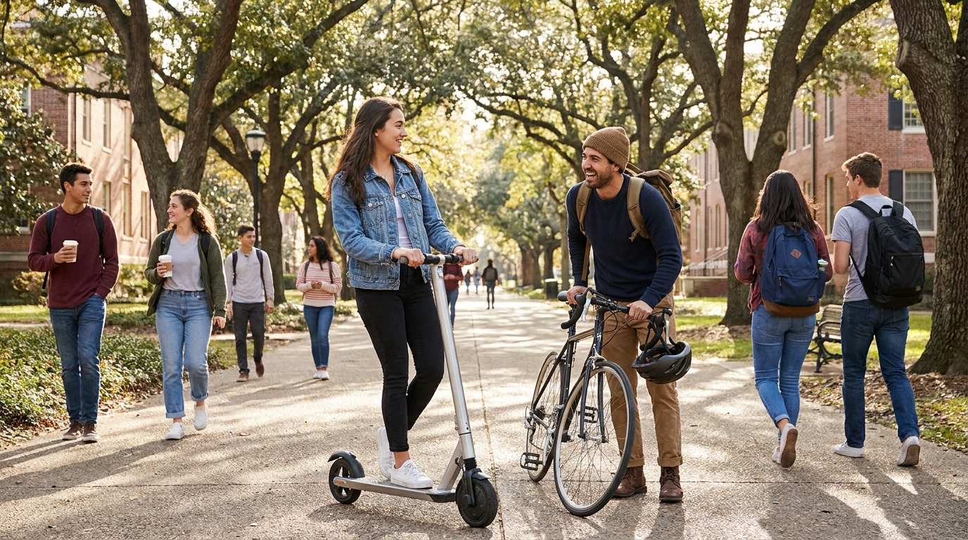 Getting Around Without a Car — Biking, Scooters & Alternatives in US College Towns