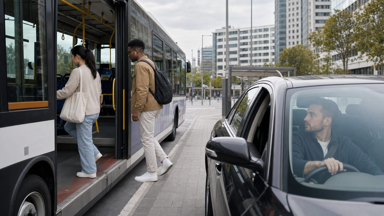 Warum sind wir "on the bus", aber "in the car"?